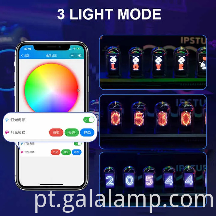 Relógio de tubo brilhante elegante para decoração de casa e escritório